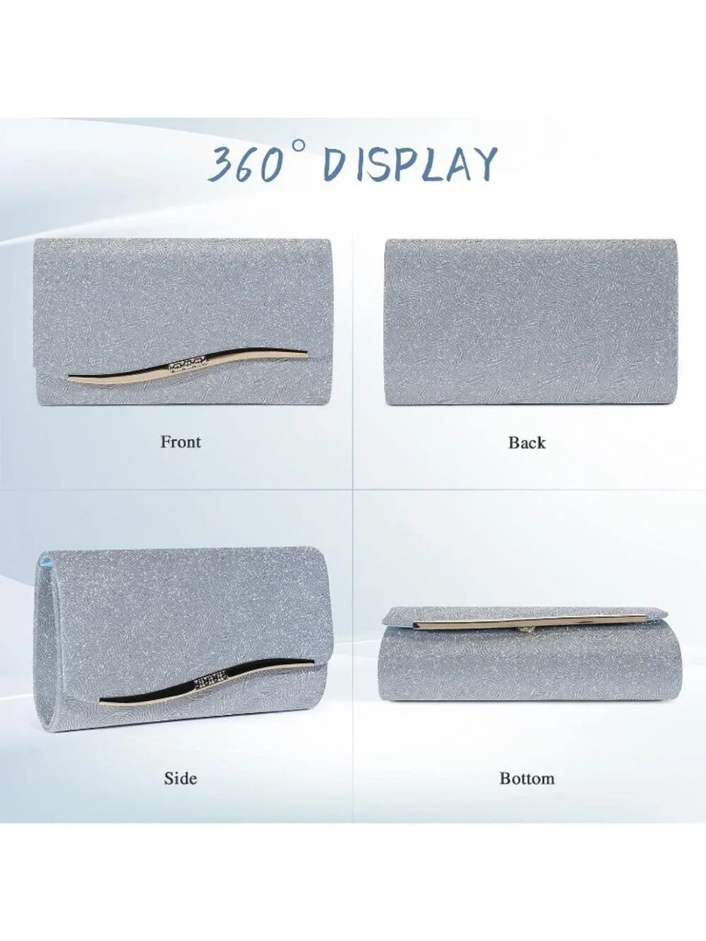 Women's Light Blue  Clutch Purse Formal Evening Bag Wedding Party Handbag